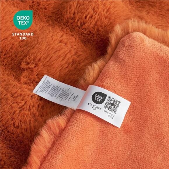 Faux Fur Throw Blanket Orange Cozy Soft Plush Bubble Blanket Couch Bedroom Decor - Picture 5 of 7